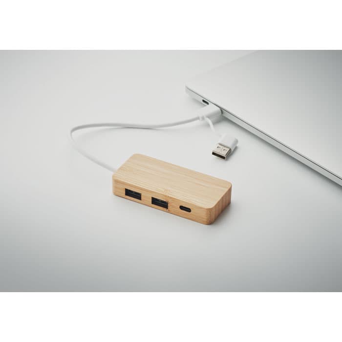 Hub USB 3 ports en bambou HUBBAM