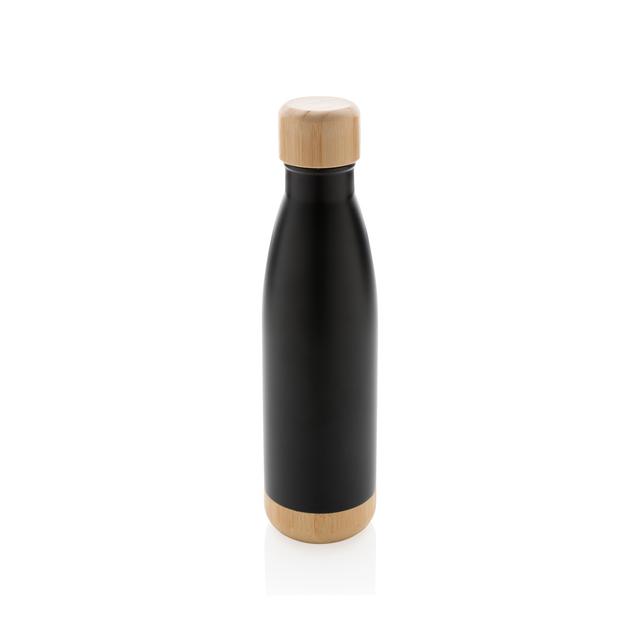 Bouteille isotherme en acier avec finition bambou