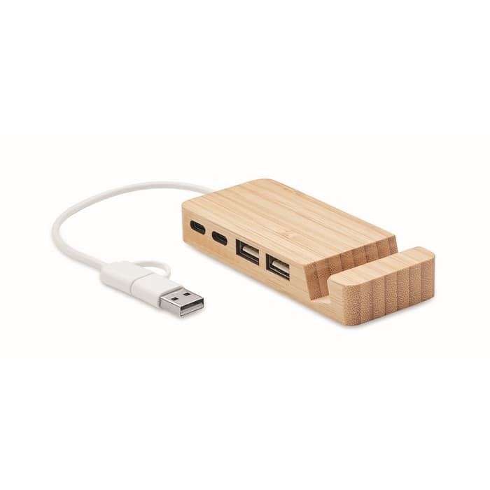 Hub USB 4 ports en bambou HUBSTAND