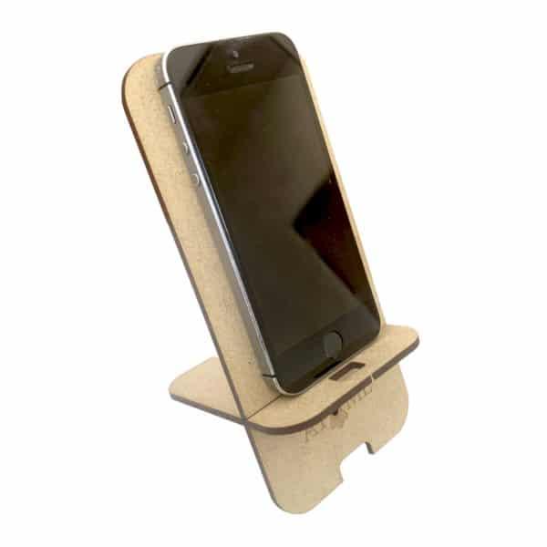 support téléphone en bois