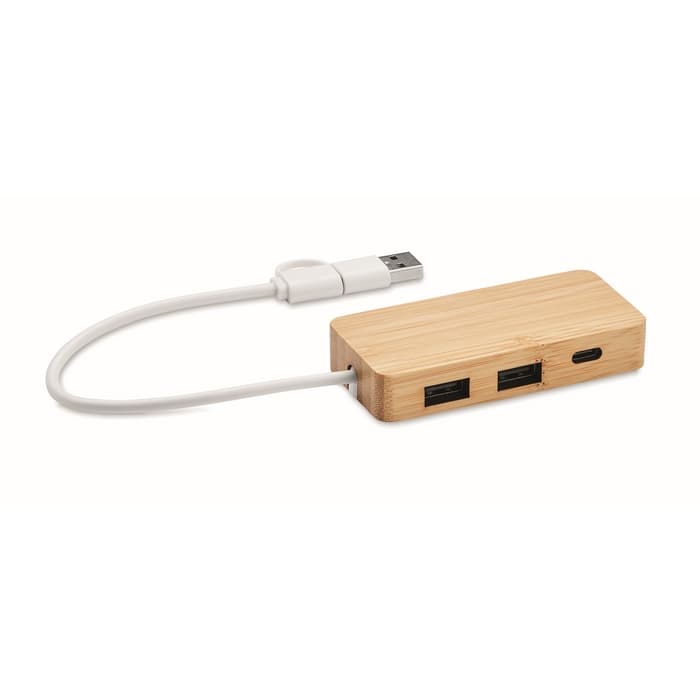 Hub USB 3 ports en bambou HUBBAM