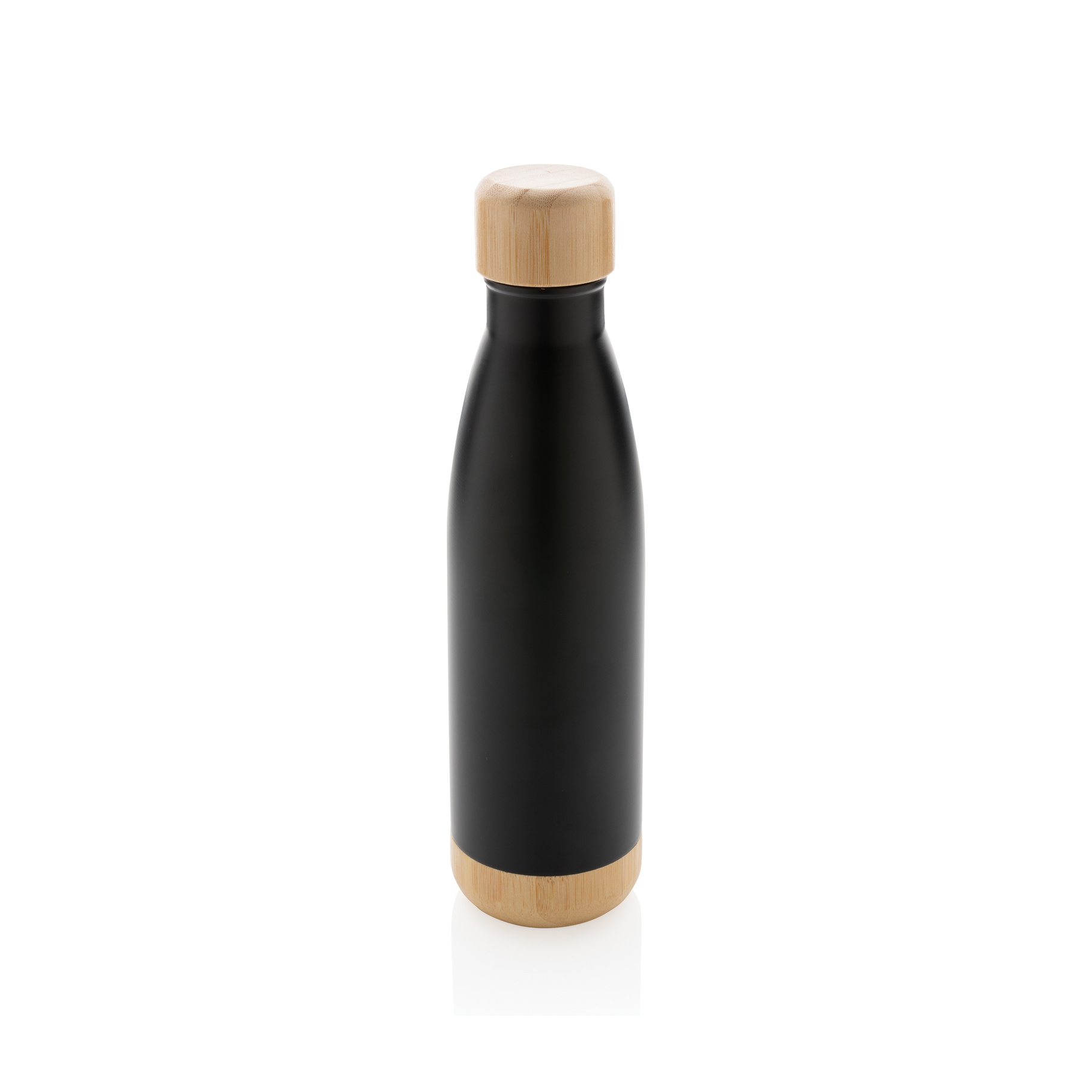 Bouteille isotherme en acier avec finition bambou