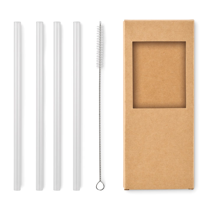 4 pailles verre réutilisables GLAW